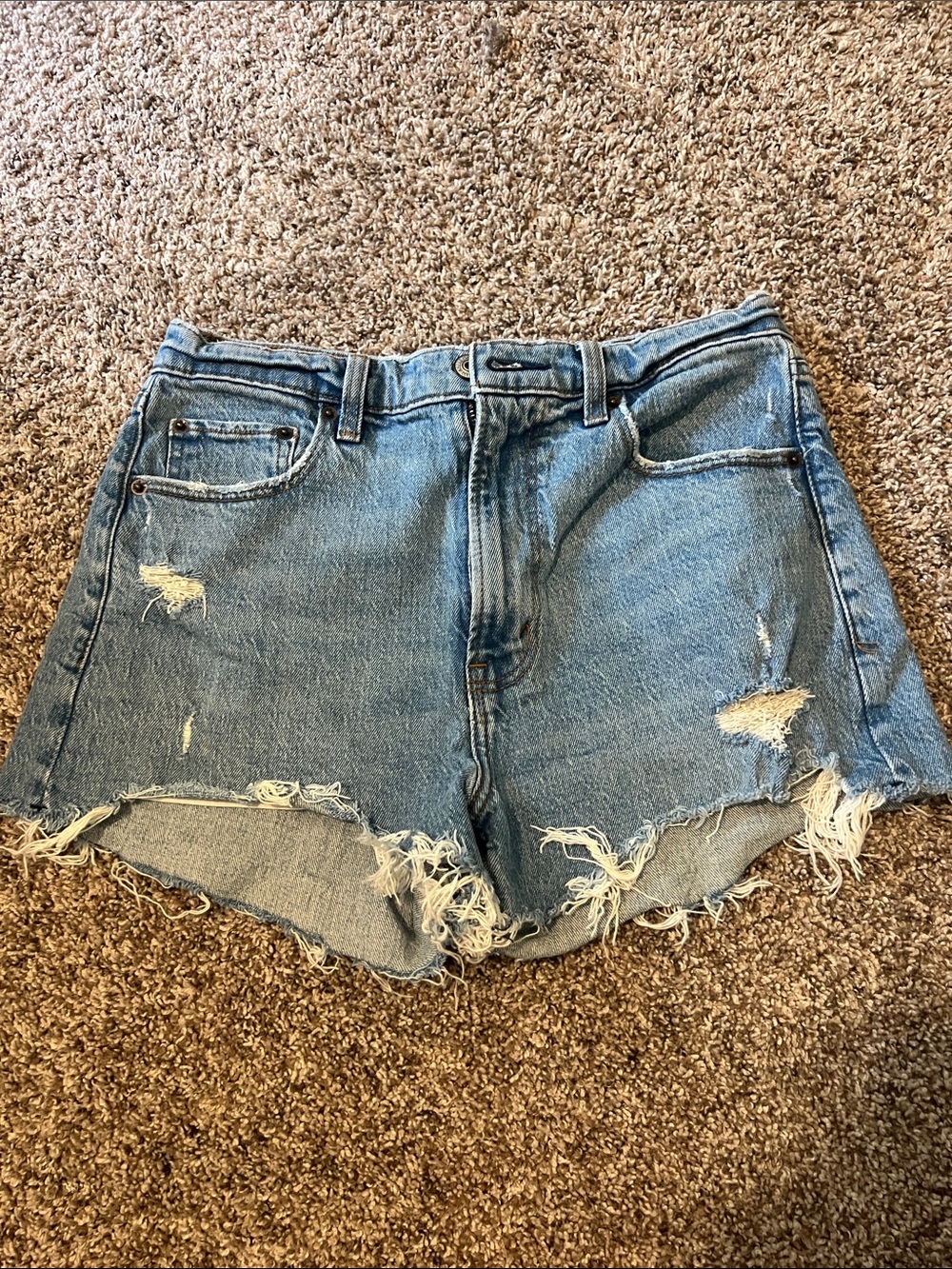 Abercrombie & Fitch Distressed Light Blue Denim Cutoff Shorts